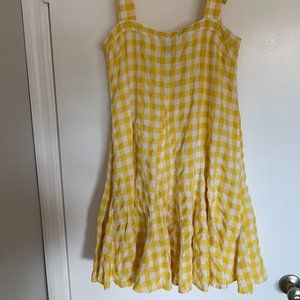 AQUA|Gingham Tie Dress|Yellow|Size Large